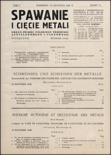 Spawanie i Cięcie Metali 1928 nr 11