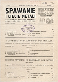 Spawanie i Cięcie Metali 1929 nr 1