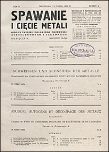 Spawanie i Cięcie Metali 1929 nr 3
