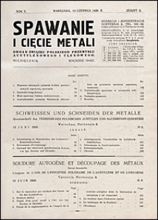 Spawanie i Cięcie Metali 1929 nr 6