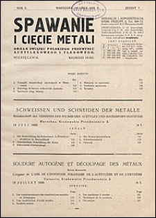 Spawanie i Cięcie Metali 1929 nr 7