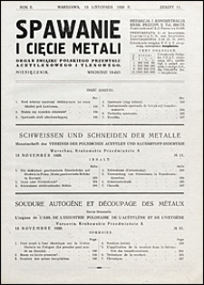 Spawanie i Cięcie Metali 1929 nr 11