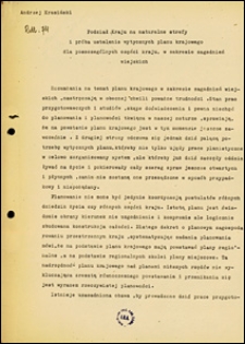 Podział kraju na naturalne strefy i próba ustalenia wytycznych planu krajowego dla poszczególnych części, w zakresie zagadnień wiejskich