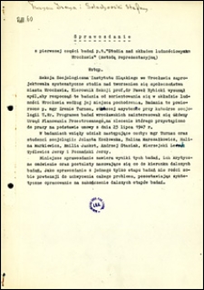 Sprawozdanie z pierwszej części badań p.t. "Studia nad składem ludnościowym Wrocławia" (metodą reprezentacyjną)
