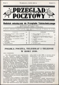 Przegląd Pocztowy 1931 nr 3. Dodatek do Przegladu Teletechnicznego