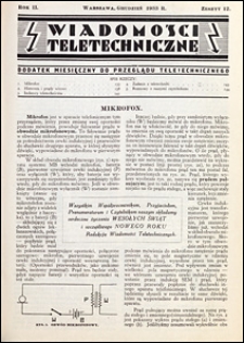 Wiadomości Teletechniczne 1933 nr 12