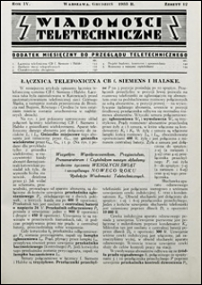 Wiadomości Teletechniczne 1935 nr 12