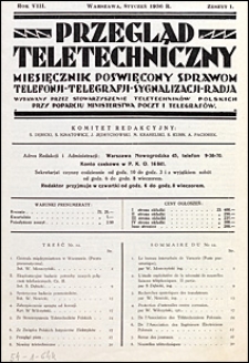 Przegląd Teletechniczny 1936 spis rzeczy