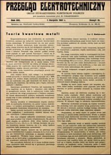 Przegląd Elektrotechniczny 1937 nr 15