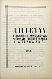 Biuletyn Polskiego Towarzystwa Mechaniki Teoretycznej i Stosowanej 1962 nr 3