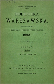 Biblioteka Warszawska 1882 t. 3 z. 7