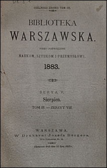 Biblioteka Warszawska 1883 t. 3 z. 8