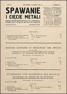 Spawanie i Cięcie Metali 1931 nr 3