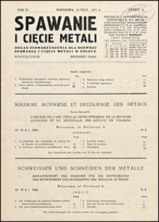 Spawanie i Cięcie Metali 1931 nr 5