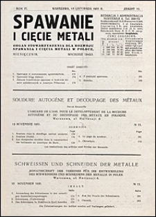Spawanie i Cięcie Metali 1931 nr 11