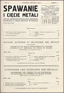 Spawanie i Cięcie Metali 1933 nr 4