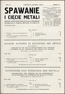 Spawanie i Cięcie Metali 1933 nr 6