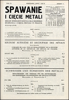 Spawanie i Cięcie Metali 1933 nr 7
