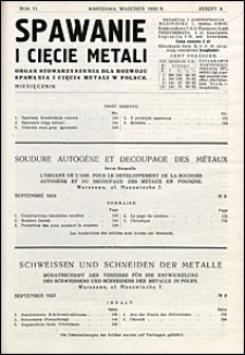 Spawanie i Cięcie Metali 1933 nr 9
