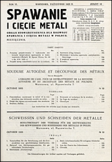 Spawanie i Cięcie Metali 1933 nr 10