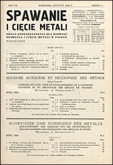Spawanie i Cięcie Metali 1934 nr 4