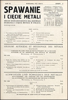Spawanie i Cięcie Metali 1934 nr 5