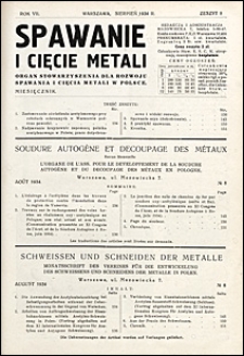 Spawanie i Cięcie Metali 1934 nr 8