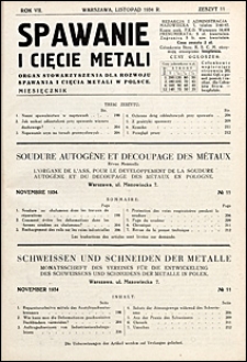 Spawanie i Cięcie Metali 1934 nr 11