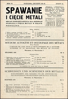 Spawanie i Cięcie Metali 1934 nr 12