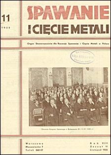 Spawanie i Cięcie Metali 1935 nr 11