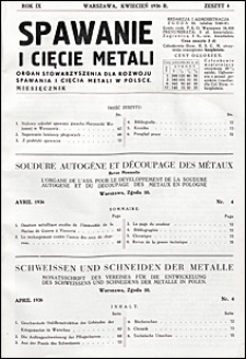 Spawanie i Cięcie Metali 1936 nr 4