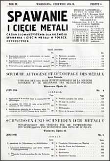 Spawanie i Cięcie Metali 1936 nr 6