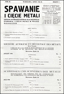 Spawanie i Cięcie Metali 1936 nr 7