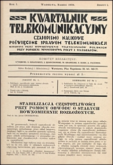 Kwartalnik Telekomunikacyjny 1938 nr 1