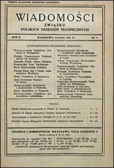 Wiadomości Związku Polskich Zrzeszeń Technicznych 1926 nr 6