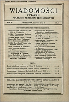 Wiadomości Związku Polskich Zrzeszeń Technicznych 1926 nr 6