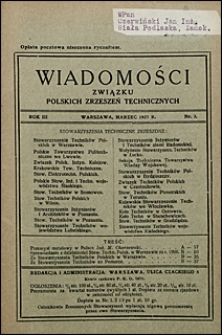 Wiadomości Związku Polskich Zrzeszeń Technicznych 1927 br 3