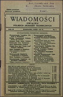 Wiadomości Związku Polskich Zrzeszeń Technicznych 1927 nr 7
