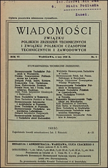 Wiadomości Związku Polskich Zrzeszeń Technicznych 1930 nr 5