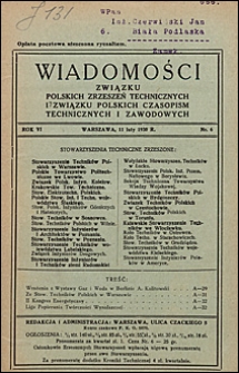 Wiadomości Związku Polskich Zrzeszeń Technicznych 1930 nr 6