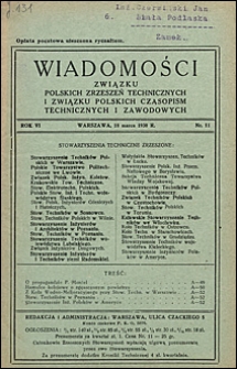 Wiadomości Związku Polskich Zrzeszeń Technicznych 1930 nr 11