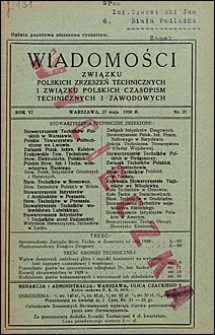 Wiadomości Związku Polskich Zrzeszeń Technicznych 1930 ne 21