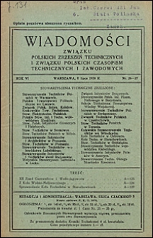 Wiadomości Związku Polskich Zrzeszeń Technicznych 1930 nr 26-27