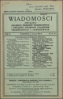 Wiadomości Związku Polskich Zrzeszeń Technicznych 1930 nr 31-32
