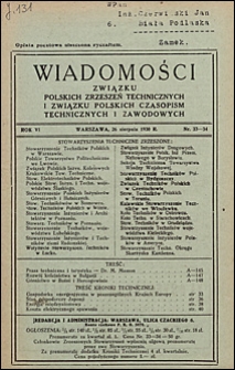 Wiadomości Związku Polskich Zrzeszeń Technicznych 1930 nr 33-34