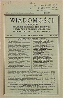 Wiadomości Związku Polskich Zrzeszeń Technicznych 1930 nr 37-38