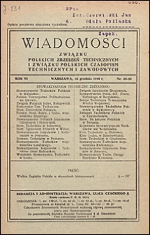 Wiadomości Związku Polskich Zrzeszeń Technicznych 1930 nr 49-50