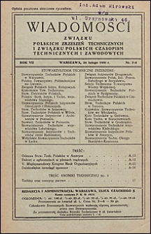 Wiadomości Związku Polskich Zrzeszeń Technicznych 1931 nr 7-8