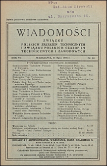 Wiadomości Związku Polskich Zrzeszeń Technicznych 1931 nr 24