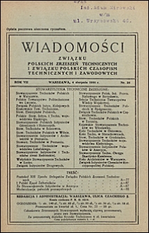Wiadomości Związku Polskich Zrzeszeń Technicznych 1931 nr 25